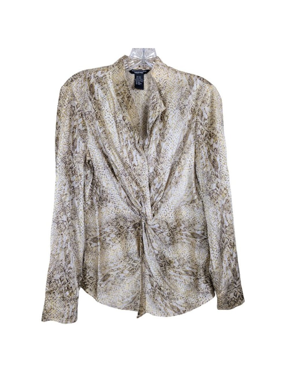 Doncaster Collection Womens Blouse 6 Silk Snake Print Twist Front Animal Print